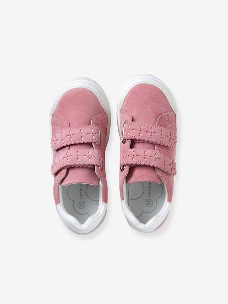 Baskets enfant fille cuir à scratchs bordeaux+or+rose 15 - vertbaudet enfant 