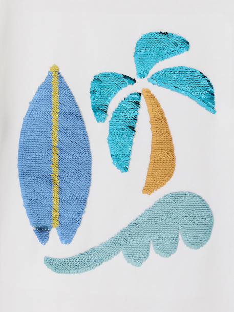 Tee-shirt garçon motif à sequins réversibles blanc+bleu nuit+bleu océan+écru+vert d'eau 23 - vertbaudet enfant 