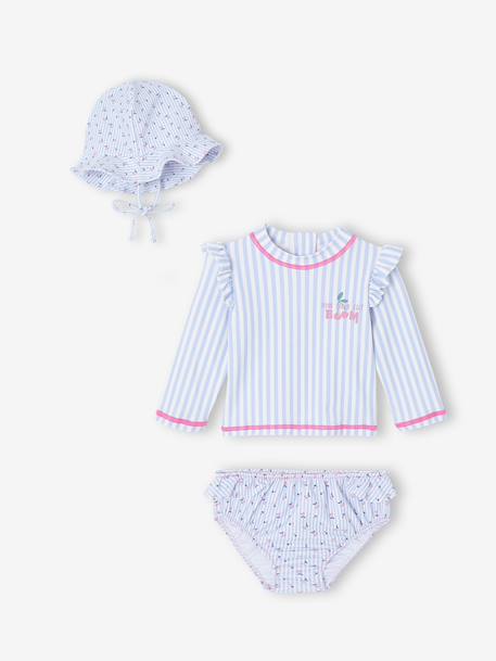 Maillot bain 3 pièces rayures bleu clair 3 - vertbaudet enfant 