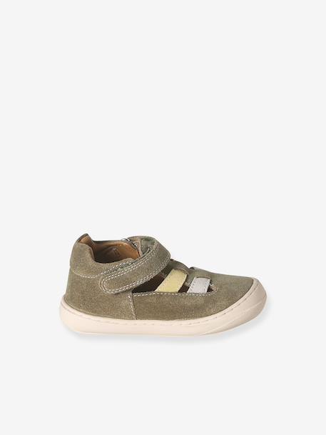 Chaussures premiers pas bébé à scratchs kaki+marine 2 - vertbaudet enfant 