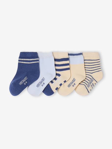 Lot de 5 paires de chaussettes bébé garçon bleu 1 - vertbaudet enfant 