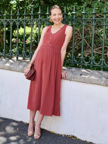 Robe longue grossesse et allaitement terracotta 1 - vertbaudet enfant 