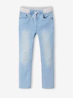 -Jean garçon droit facile à enfiler denim effet molleton 