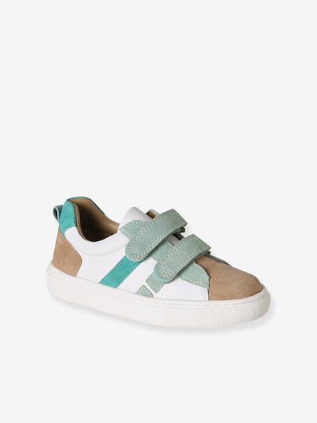 Baskets enfant cuir scratchs bleu jean+lot bleu+lot vert+marine 13 - vertbaudet enfant 