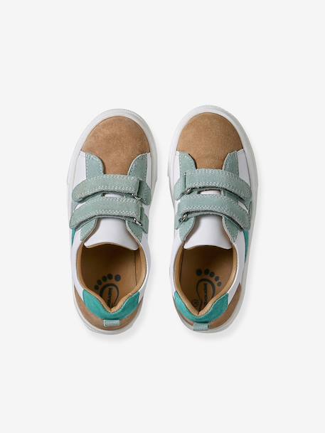 Baskets enfant cuir scratchs bleu jean+lot bleu+lot vert+marine 16 - vertbaudet enfant 