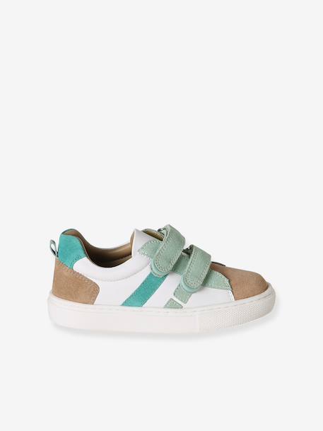 Baskets enfant cuir scratchs bleu jean+lot bleu+lot vert+marine 14 - vertbaudet enfant 