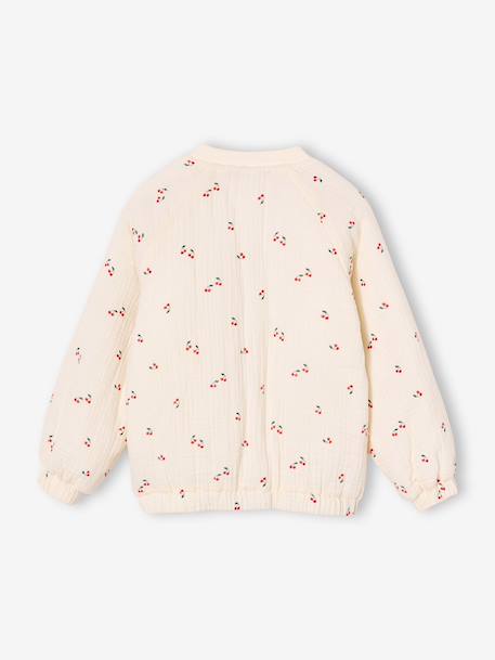 Blouson matelassé style bomber en gaze de coton fille rose poudré+vanille 7 - vertbaudet enfant 
