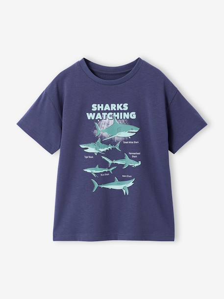 T-shirt garçon motif animalier bleu ardoise+orange 1 - vertbaudet enfant 
