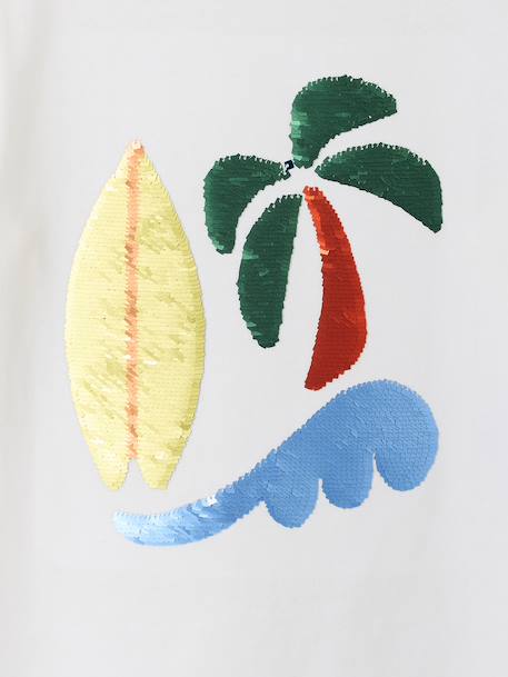 Tee-shirt garçon motif à sequins réversibles blanc+bleu nuit+bleu océan+écru+vert d'eau 22 - vertbaudet enfant 