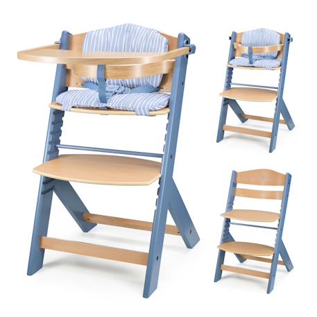Chaise Haute Évolutive Kinderkraft ENOCK 2 en 1 avec Assise Réglable, Repose-Pieds Ajustable et Bois de Hêtre Massif Beige+Blanc+Blanc/bois+Bleu marine+Bois naturel+Gris+Gris / bois+Marron+Noir 19 - vertbaudet enfant 