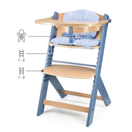Chaise haute bois 3 en 1 reglable avec harnais, évolutive, réglable Beige+Blanc+Blanc/bois+Bleu marine+Bois naturel+Gris+Gris / bois+Marron 22 - vertbaudet enfant 