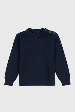 -Pull marin uni en laine fouesnant enfant