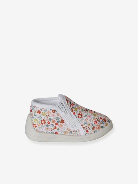 Chaussons zippés bébé en toile beige imprimé+blanc imprimé+rose imprimé+rose pâle 9 - vertbaudet enfant 