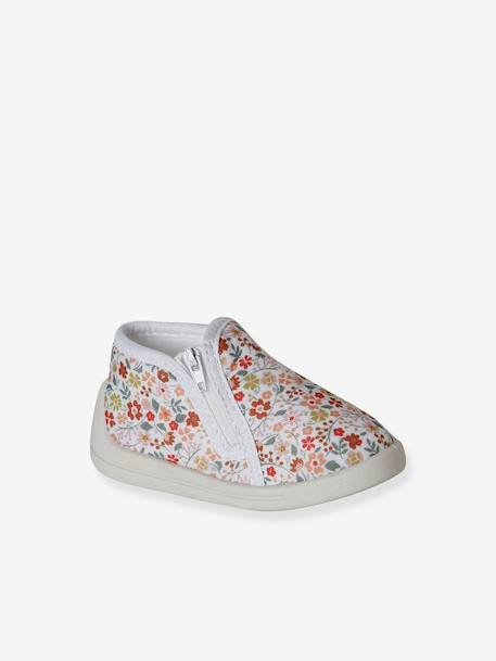 Chaussons zippés bébé en toile beige imprimé+blanc imprimé+rose imprimé+rose pâle 7 - vertbaudet enfant 