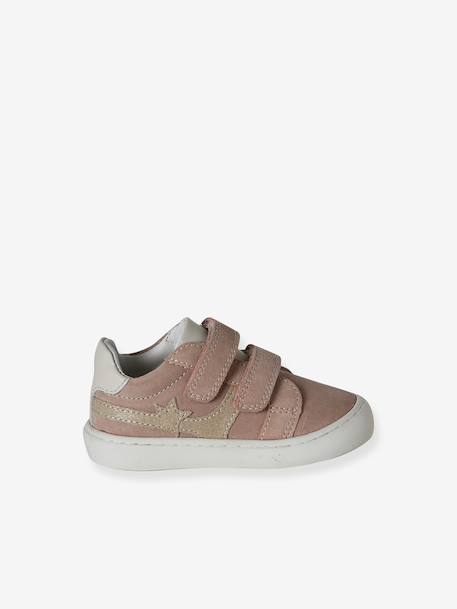 Baskets bébé cuir à scratchs rose pâle 2 - vertbaudet enfant 