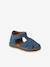 Sandales bébé fermées cuir à scratchs bleu jean+sable 1 - vertbaudet enfant 