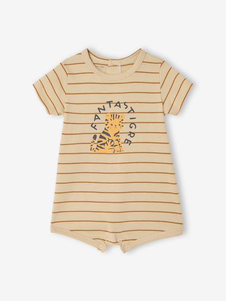 Combinaison courte bébé jersey bleu canard+écru 5 - vertbaudet enfant 