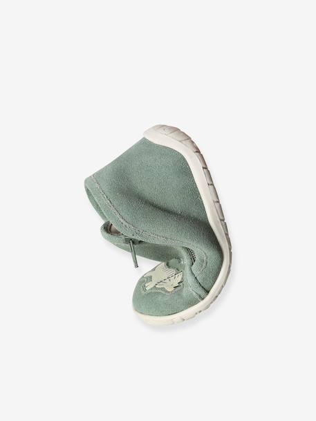 Chaussons bébé cuir souple zip vert sauge 6 - vertbaudet enfant 