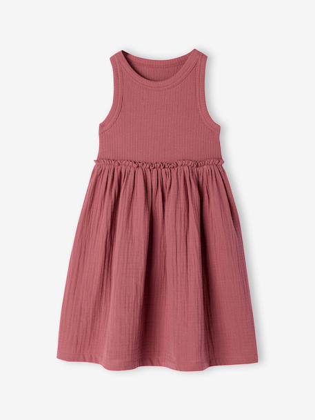 Robe fille sans manches kaki+vieux rose 6 - vertbaudet enfant 