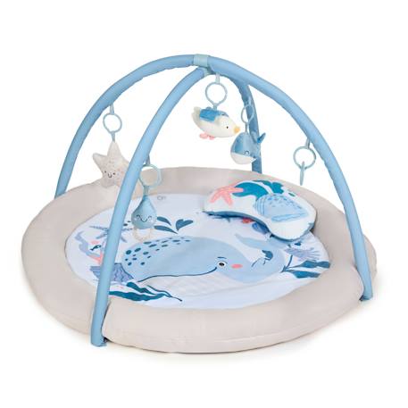 Tapis d’Éveil Kinderkraft COZYPLAY avec Arceaux de Jeux, Jouets Sensoriels, Tapis Lavable, Pliable et Matière Douce Bleu marine+Gris 1 - vertbaudet enfant 