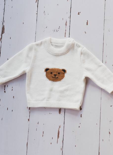 Pull ourson en coton Écru 3 - vertbaudet enfant 