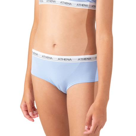 Lot de 2 boxers fille coton ultra doux  fille Blanc-bleu pastel+Blanc-gris chiné 4 - vertbaudet enfant 
