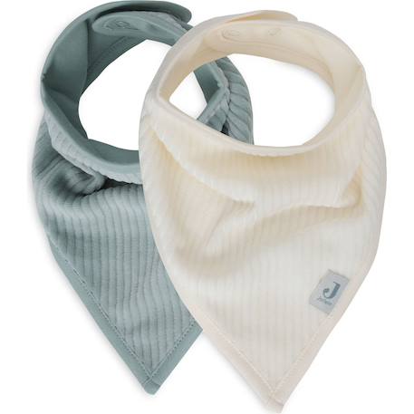 Lot de 2 bavoirs bandana Bleu, écru+Rose, blanc 1 - vertbaudet enfant 