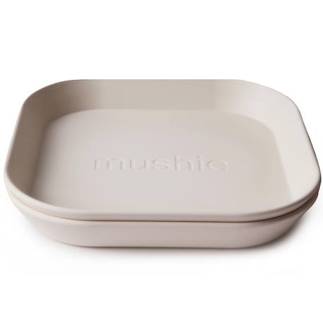 Lot de 2 assiettes carrées Ivoire+Sage 1 - vertbaudet enfant 