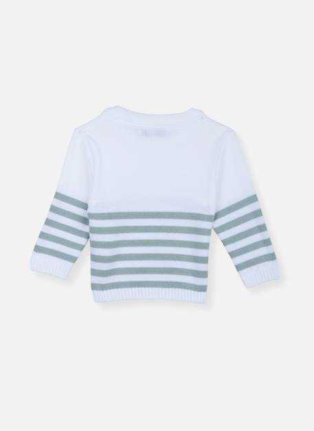 Pull marinière en coton Blanc / bleu danube+Blanc / bleu danube+Blanc / bouton de rose 5 - vertbaudet enfant 
