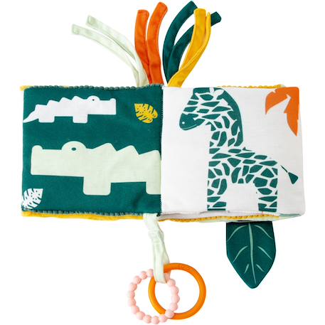 Livre d'éveil 2 en 1 jungle Jaune, vert, blanc+Marron, jaune, vert 4 - vertbaudet enfant 