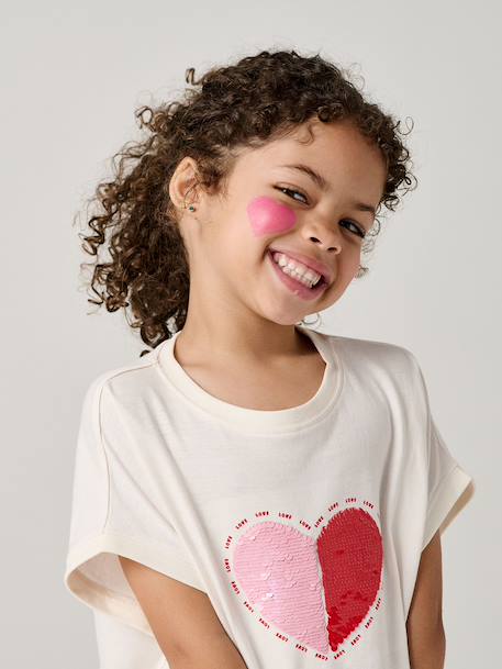 T-shirt fille motifs sequins écru+lilas+vert d'eau 3 - vertbaudet enfant 