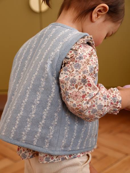 Gilet bébé sans manche denim fleurs stone 5 - vertbaudet enfant 