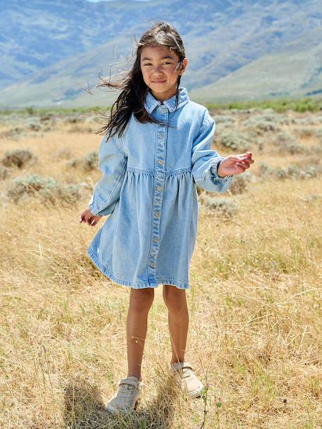Robe fille en denim double stone 1 - vertbaudet enfant 