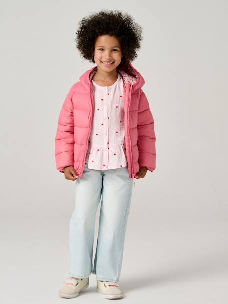 Doudoune fille légère à capuche marine+rose+vert de gris+vieux rose 8 - vertbaudet enfant 