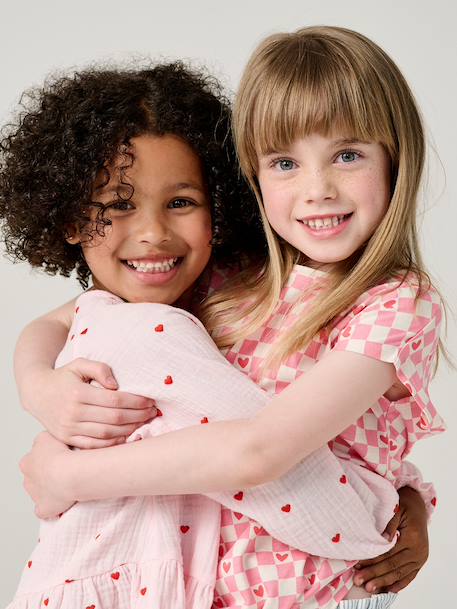 Chemise fille en gaze de coton rose pâle+vert d'eau 2 - vertbaudet enfant 