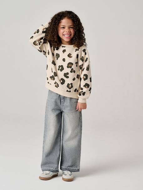 Sweat fille motifs fantaisie Beige imprimé+blanc imprimé+rose+vanille 5 - vertbaudet enfant 