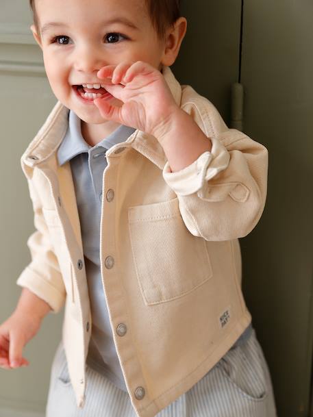 Surchemise bébé pressionnée sable+taupe 1 - vertbaudet enfant 
