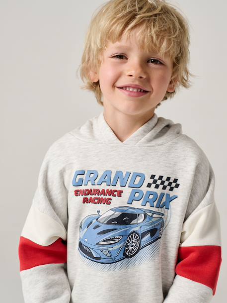 Sweat capuche imprimé blanc chiné+bleu ardoise+gris chiné 7 - vertbaudet enfant 