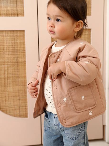 Veste brodée bébé fille noix de pécan 8 - vertbaudet enfant 
