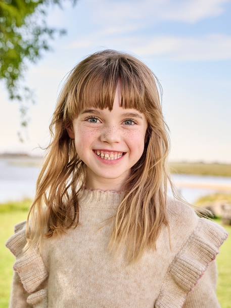 Pull fille en maille écru 2 - vertbaudet enfant 