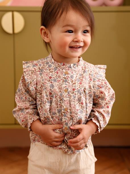 Blouse à volants bébé rose+vanille+vert de gris 1 - vertbaudet enfant 