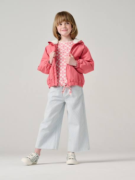 Coupe-vent fille à capuche doublé sherpa rose 2 - vertbaudet enfant 