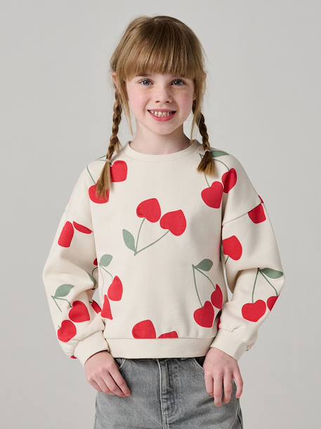 Fille-Pull, gilet, sweat-Sweat fille motifs fantaisie 