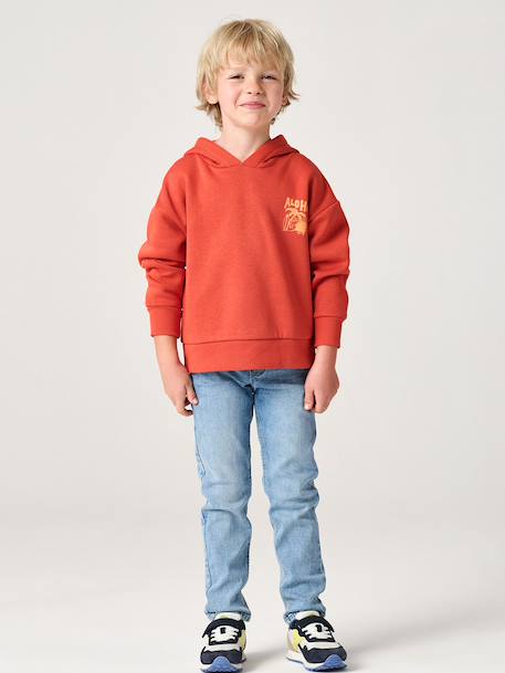 Sweat garçon à capuche motif poitrine bleu pétrole+orange 9 - vertbaudet enfant 