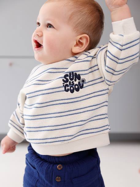 Sweat bébé garçon en éponge écru 1 - vertbaudet enfant 