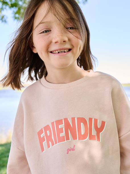 Sweat fille message positif rose pâle+vert d'eau 2 - vertbaudet enfant 