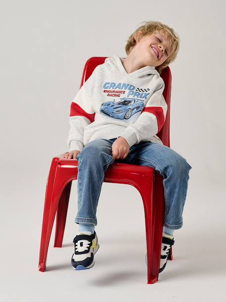 Sweat capuche imprimé blanc chiné+bleu ardoise+gris chiné 12 - vertbaudet enfant 