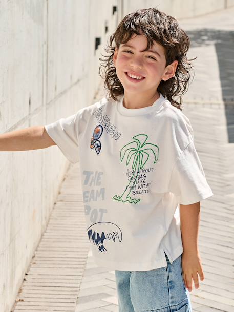 T-shirt manches courtes surf écru 1 - vertbaudet enfant 