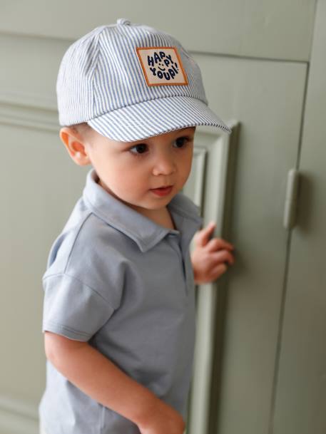 Casquette « Happy youpi » bébé rayé bleu 6 - vertbaudet enfant 