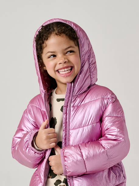 Doudoune fille légère à capuche effet brillant métallisé or+rose 8 - vertbaudet enfant 